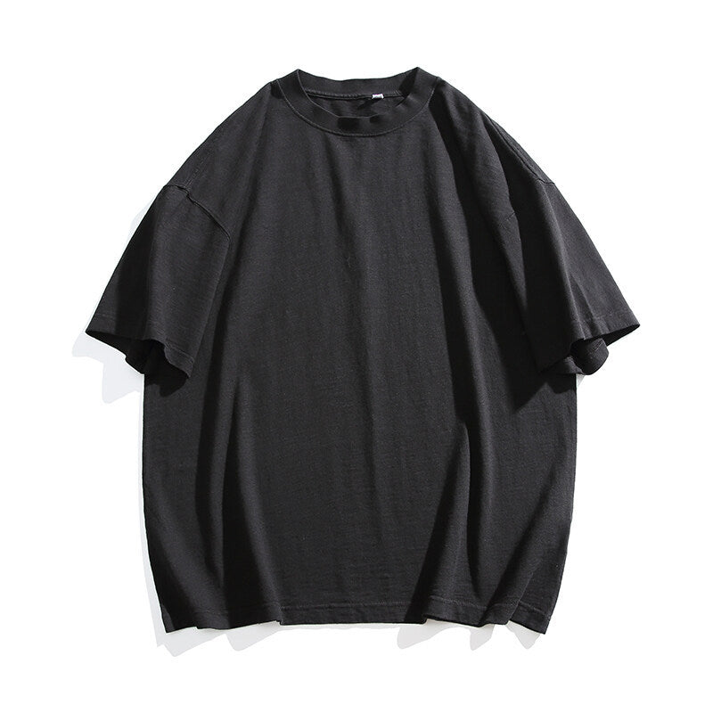 Harajuku Style Wash Bamboo Cotton Round Neck T-Shirt