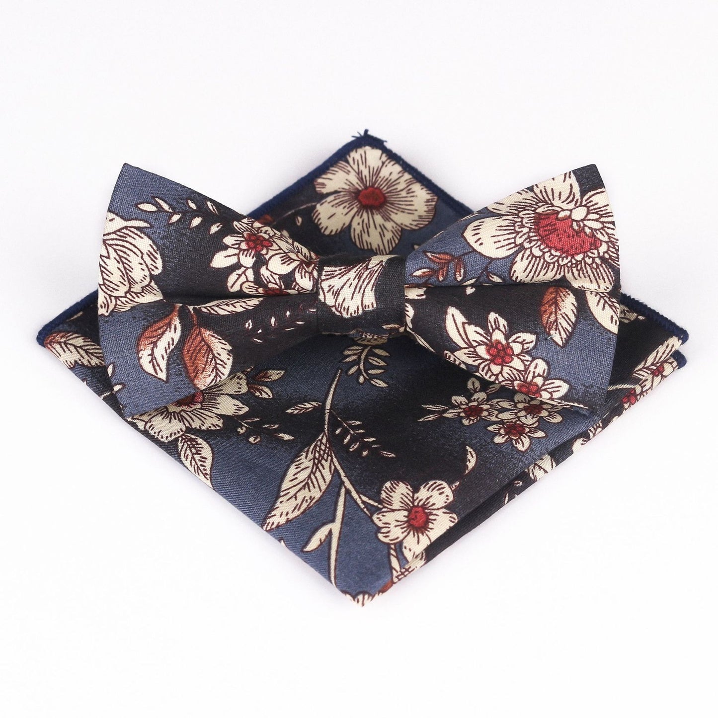 Cotton Bow Tie Print Suit & Pocket Square