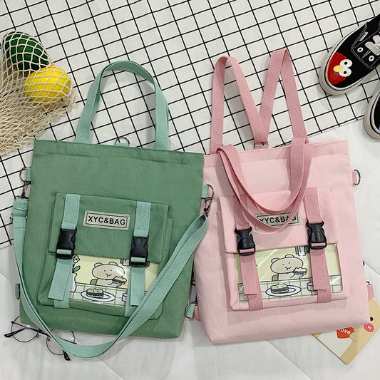 Harajuku Style Transparent Canvas Messenger Bag