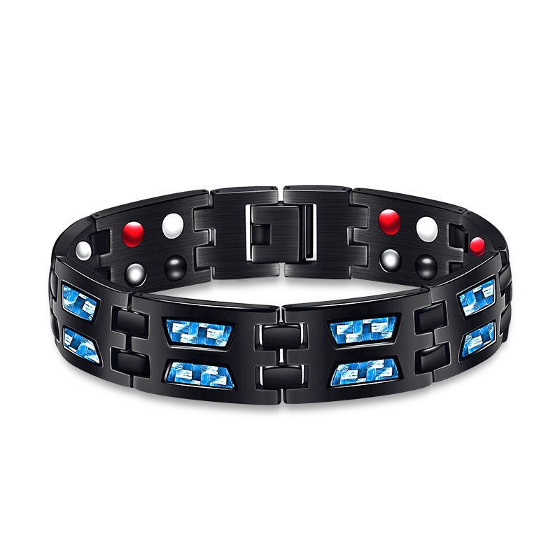Bold Carbon Fiber Wide Magnet Bracelet for Men