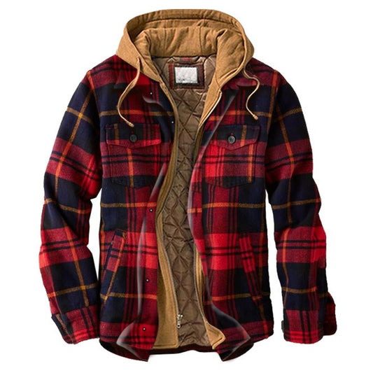 Men's Harajuku Plaid Jacket - Cotton 3D Printed Coat