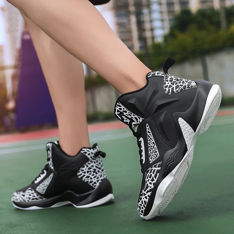 Men's Harajuku Style Leather Basketball Sneakers