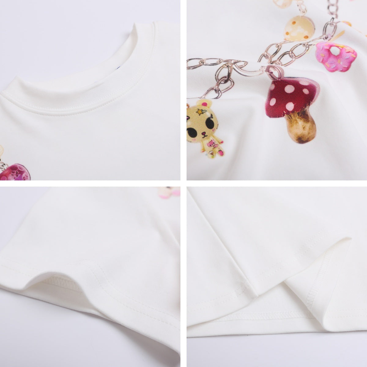 Retro Cartoon Necklace Printed T-Shirt