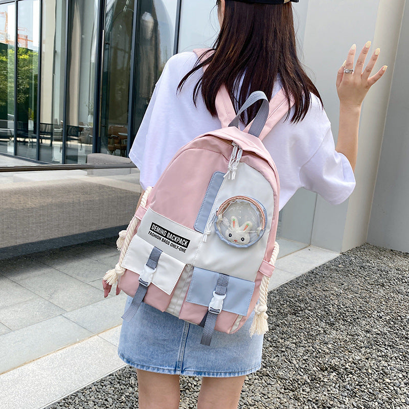 Chic Harajuku Style Color Matching Backpack for Girls