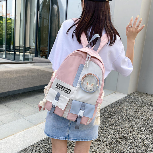 Chic Harajuku Style Color Matching Backpack for Girls