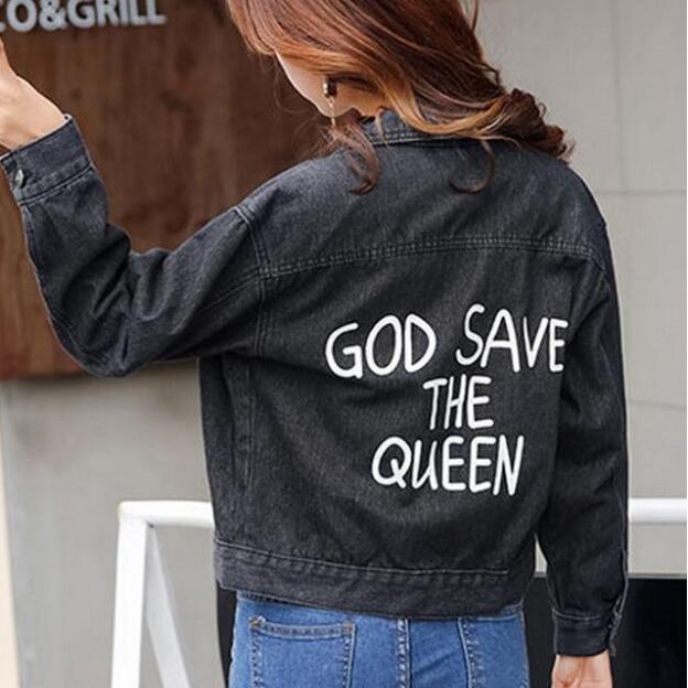 God Save The Queen Harajuku Denim Bomber Jacket