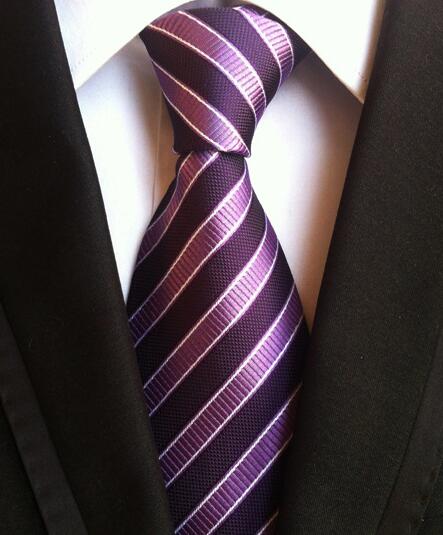Classic Yellow & Navy Blue Striped Silk Tie