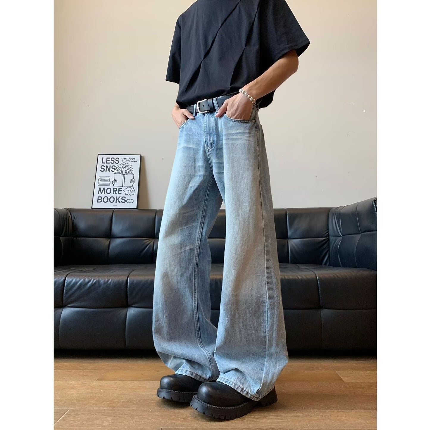 Playful Loose Wide Leg Denim Pants