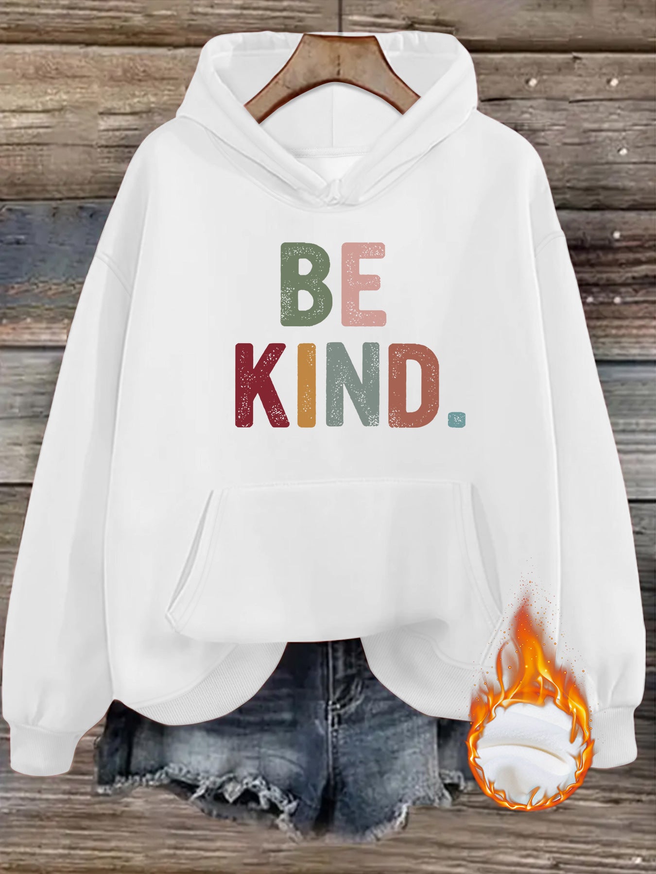 Hooded Long Sleeve Fleece Hoodie with Kangaroo Pocket