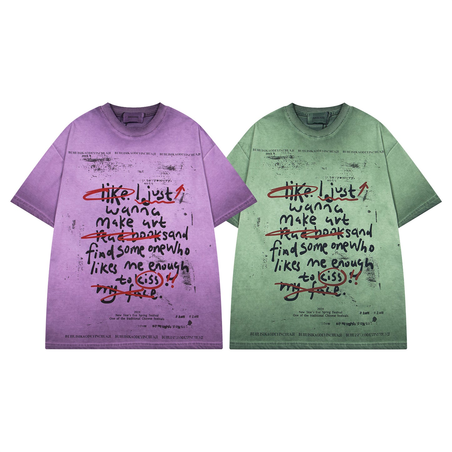 Harajuku Style Vintage Letter Print Casual T-Shirt for Men