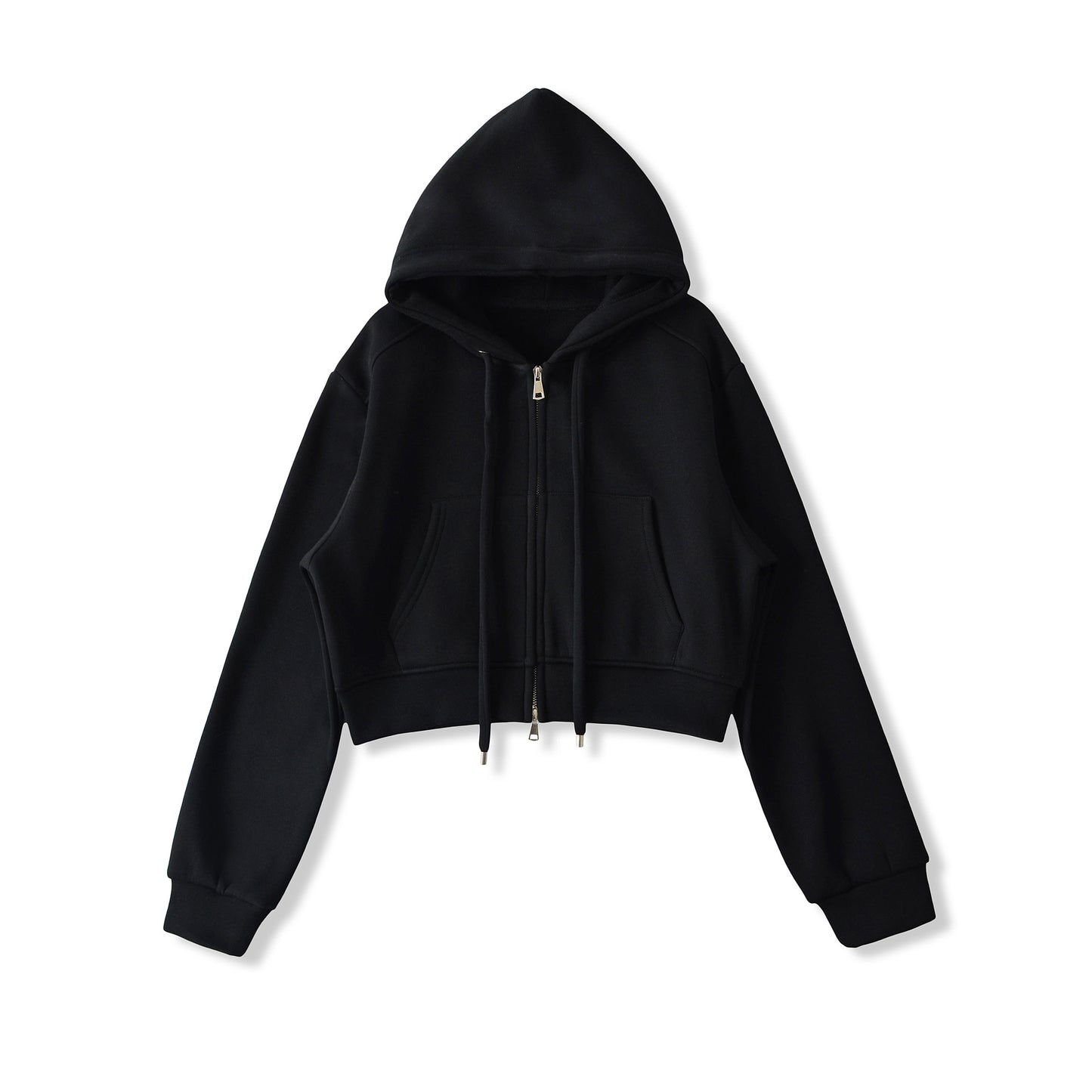 Velvet Zip-Up Drawstring Hooded Jacket Sweatshirt