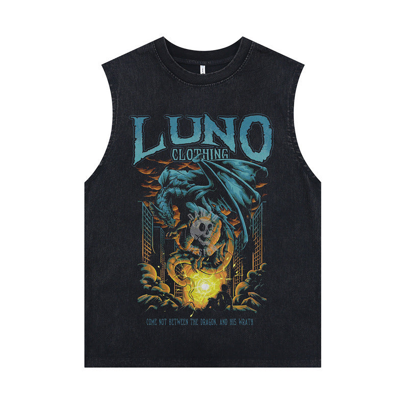 Dark Flame Print Oversized Sleeveless Tank Top