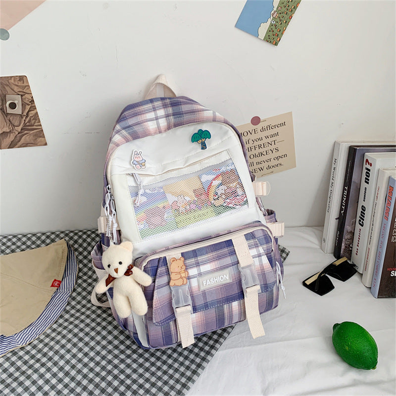 Cute Japanese JK Plaid School Backpack