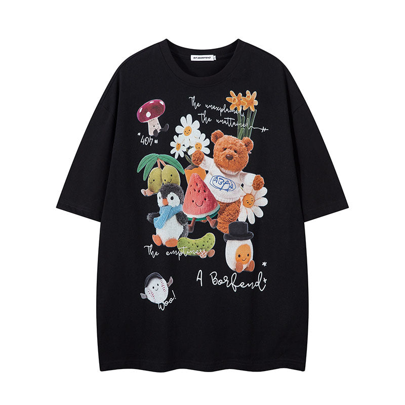 Playful Penguin Print Short Sleeve T-Shirt for Men