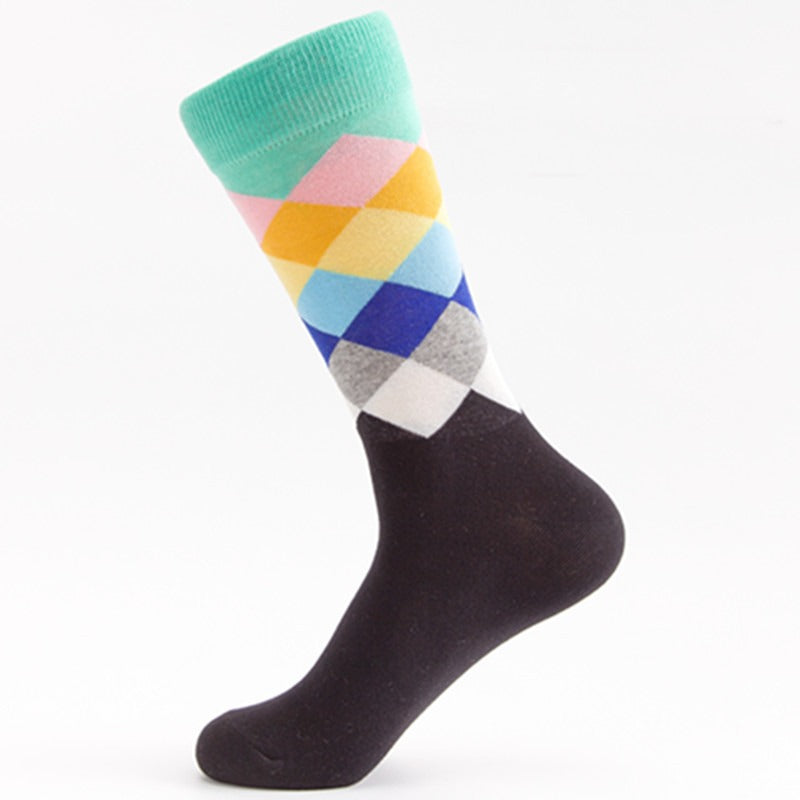 Colorful Diamond Harajuku Style Men's Tube Socks
