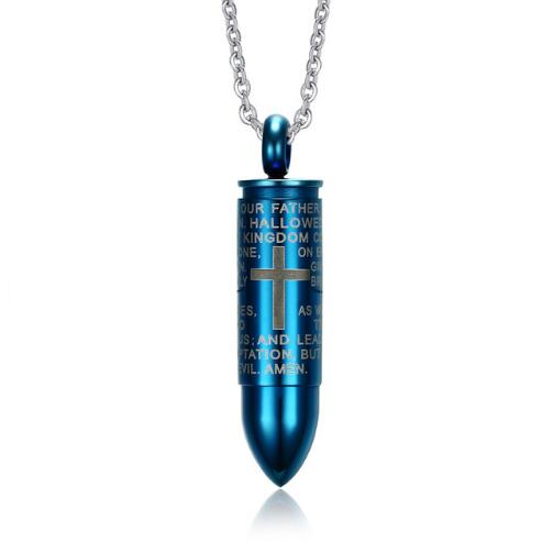 Engraved Bullet Cross Necklace for Men