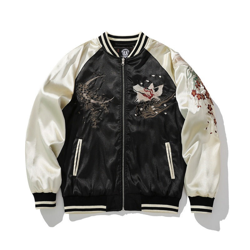Nine-Tailed Fox Embroidered Cotton Coat - Harajuku Style