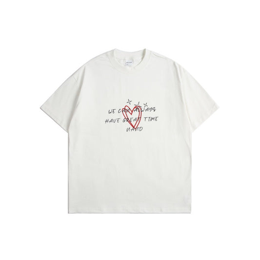 Harajuku Style Hand Drawn Printed Loose Fit Tee