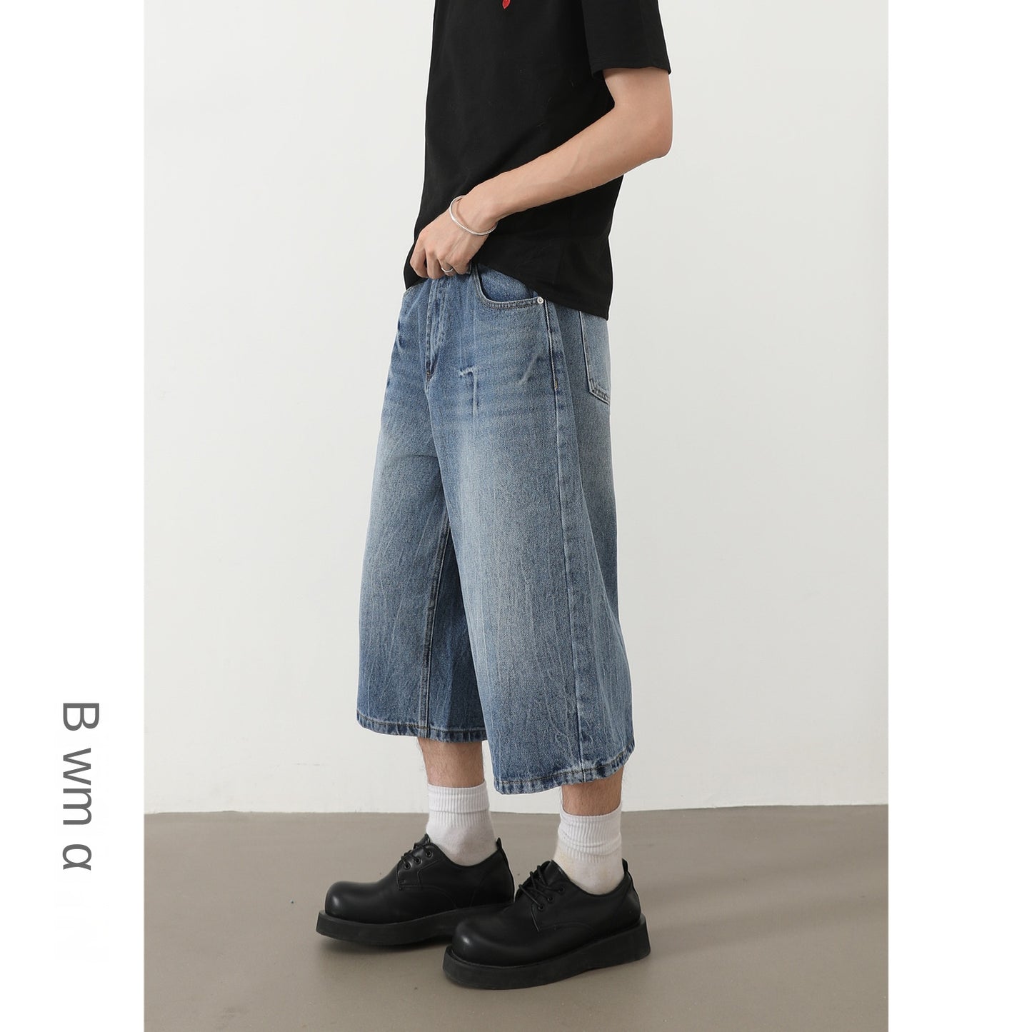 Harajuku Style Lightning Cracked Denim Pants for Men