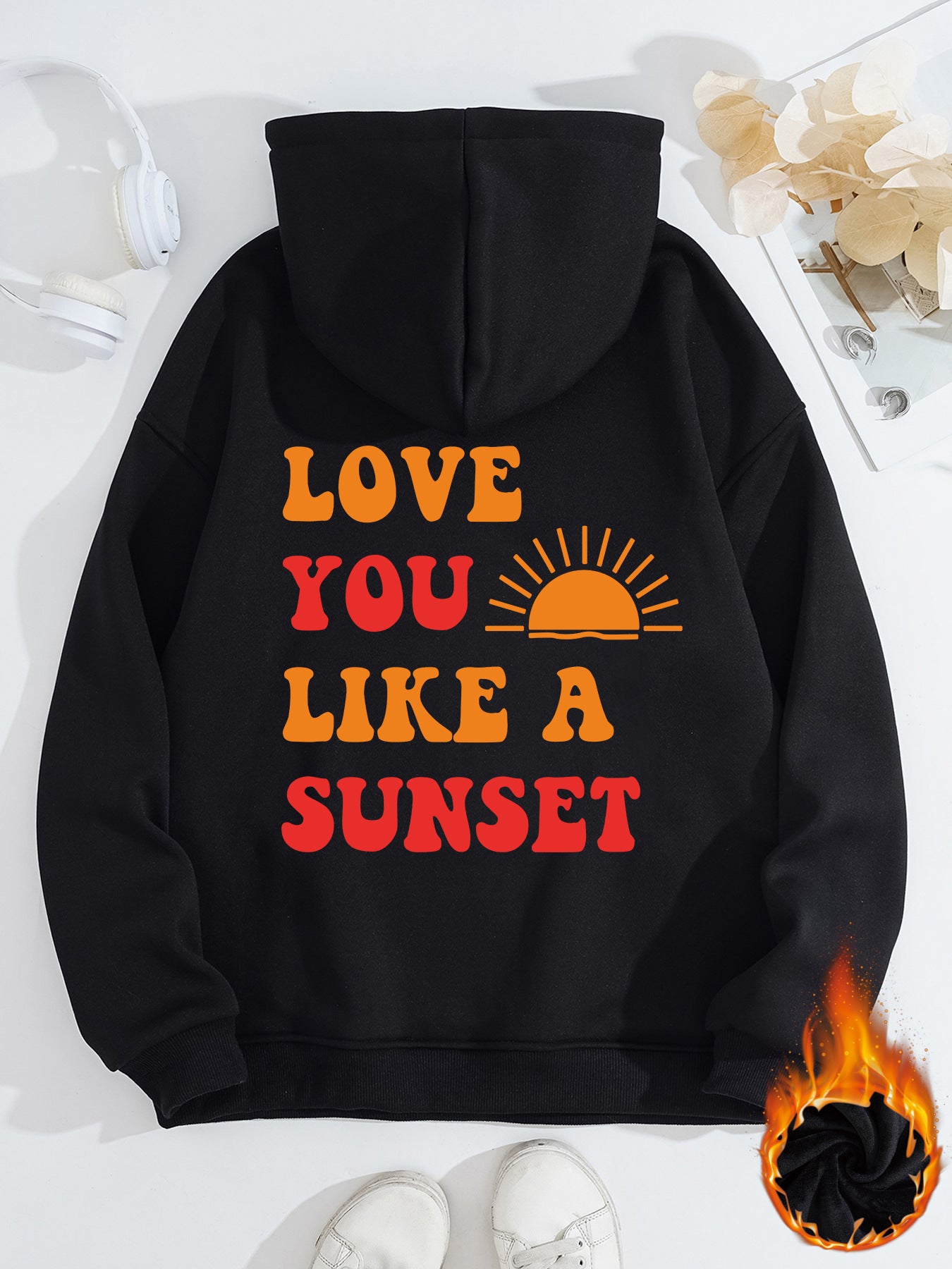 Hooded Long Sleeve Fleece Hoodie with Kangaroo Pocket