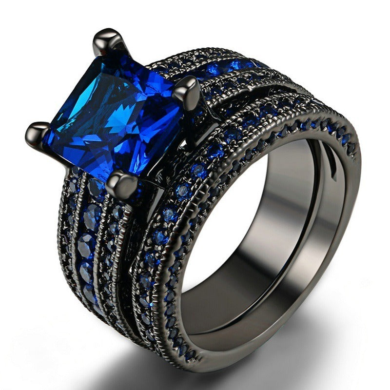Black Gold Plated Retro Harajuku Style Ring Set