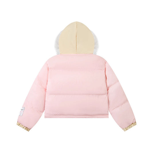 Cartoon Dog Cotton Coat for Women Dopeamine Colorful Puffer Jacket