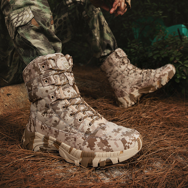 High-Top Outdoor Camouflage Hiking Boots for Men - Training Footwear