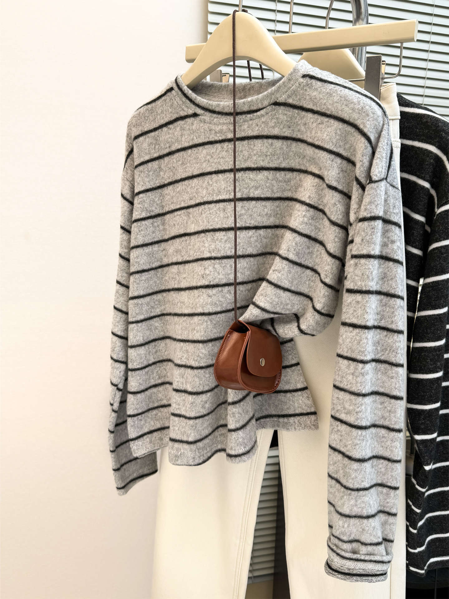 Striped Long Sleeve T-Shirt for Women - Fleece-Lined Casual Loose Fit Top