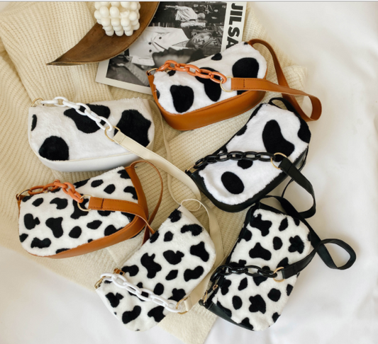 Playful Cow Milk Print Handbag Tote for Women