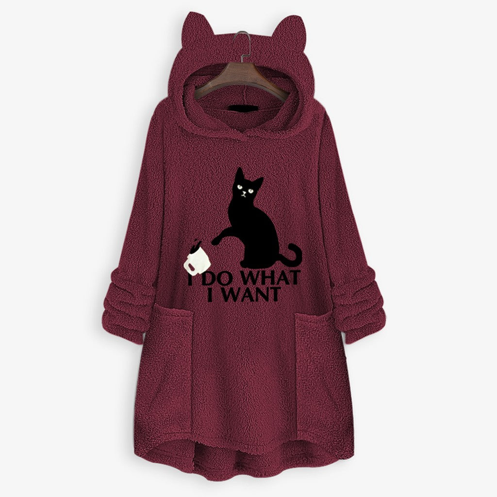 Harajuku Cat Ear Hoodie Sweatshirt for Women