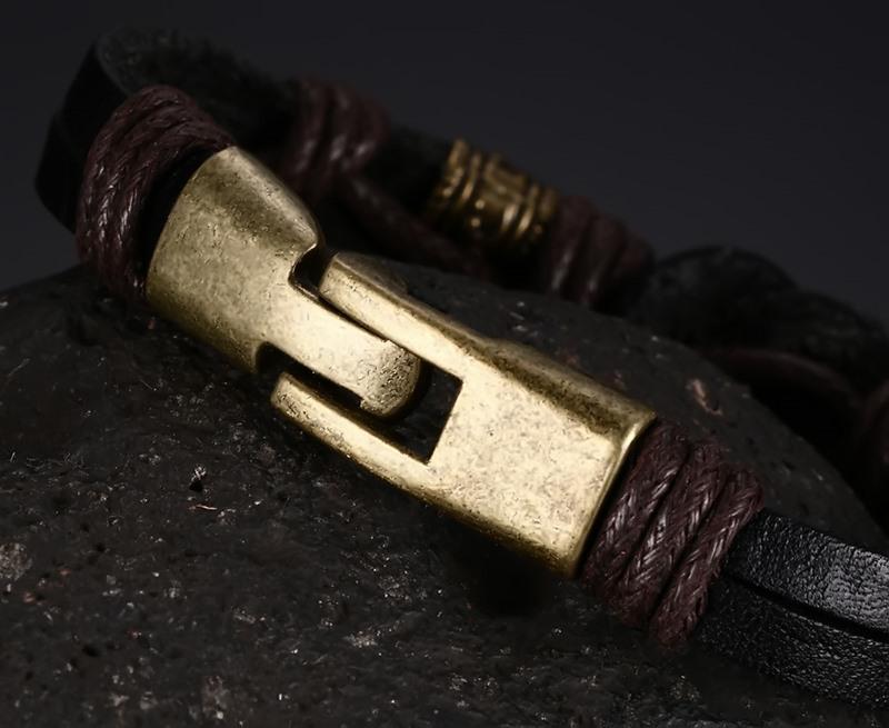 Harajuku Leather Bracelet with Bronze Alloy Buckle