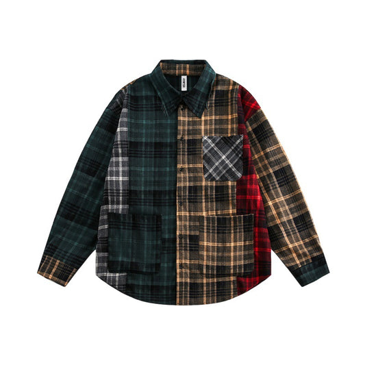 Colorful Patchwork Plaid Shirt - Harajuku Style