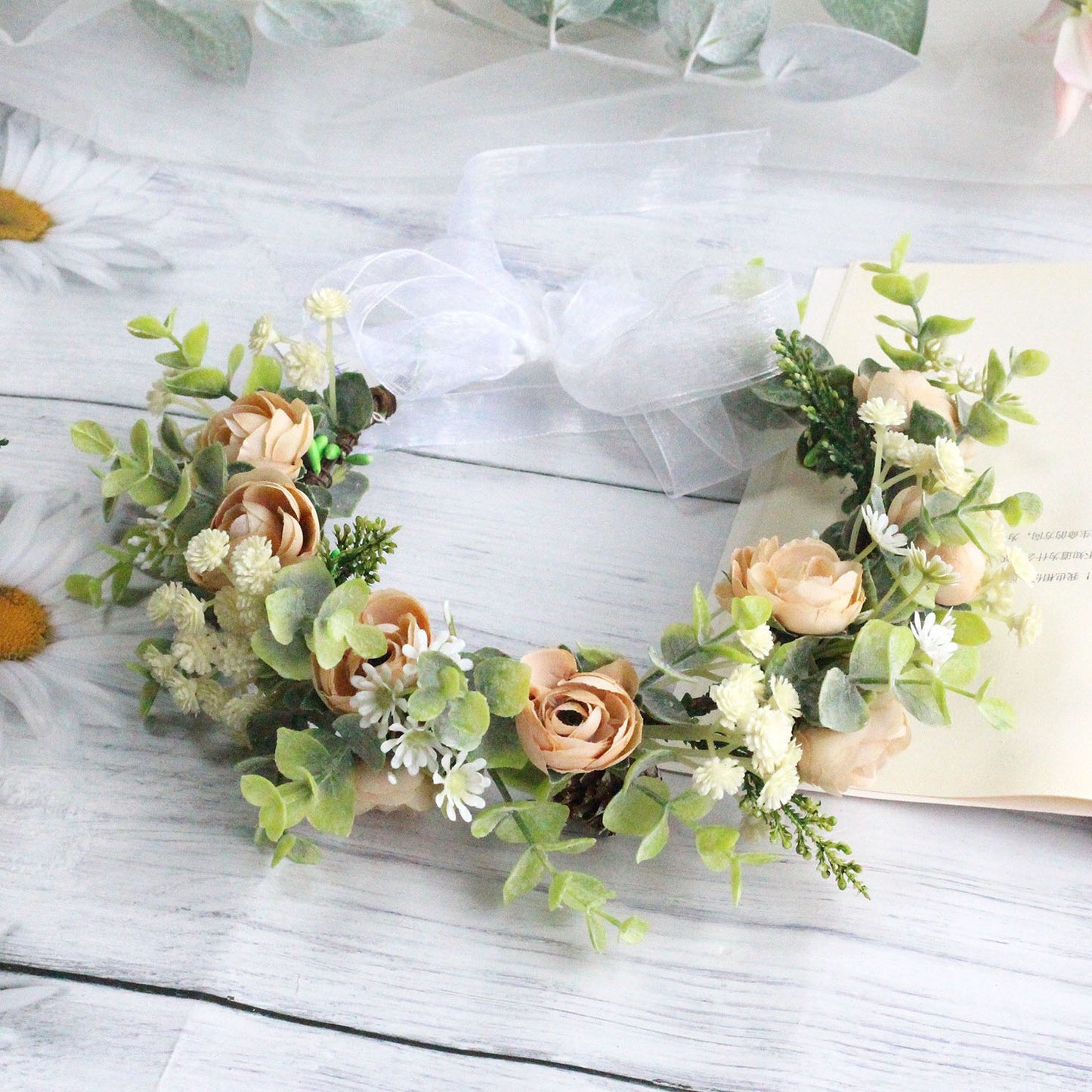 Forest Style Curled Edge Rose Headband