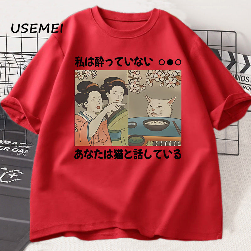 Harajuku Style Cartoon Cat T-Shirts – Kawaii Summer Fashion