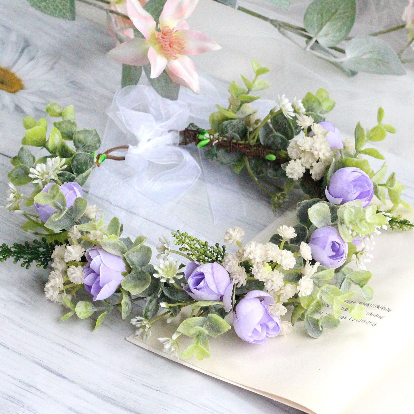 Forest Style Curled Edge Rose Headband