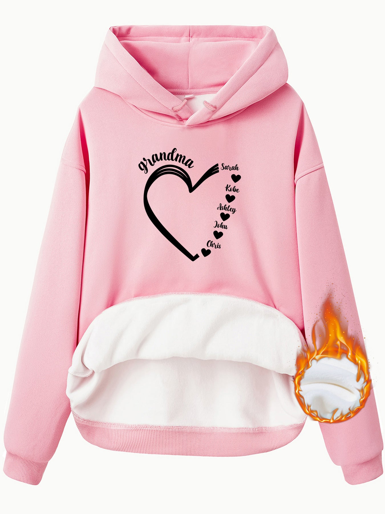 Top Hoodie with Grandma Love Pattern