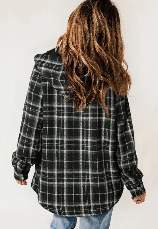 Plaid Button Up Hooded Jacket – Harajuku Style