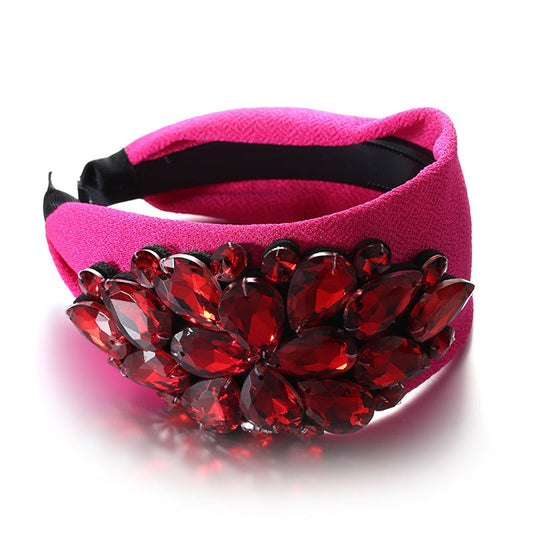 Solid Color Diamond Inlaid Wide Edge Anti-Slip Face Wash Headband