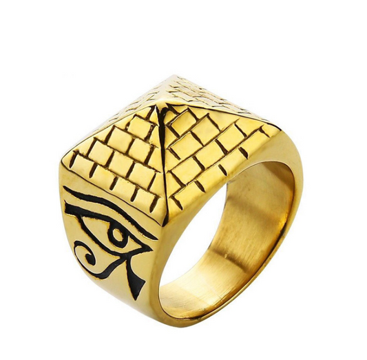 Men's Punk Egyptian Pyramid Ring - Eye of Horus Jewelry