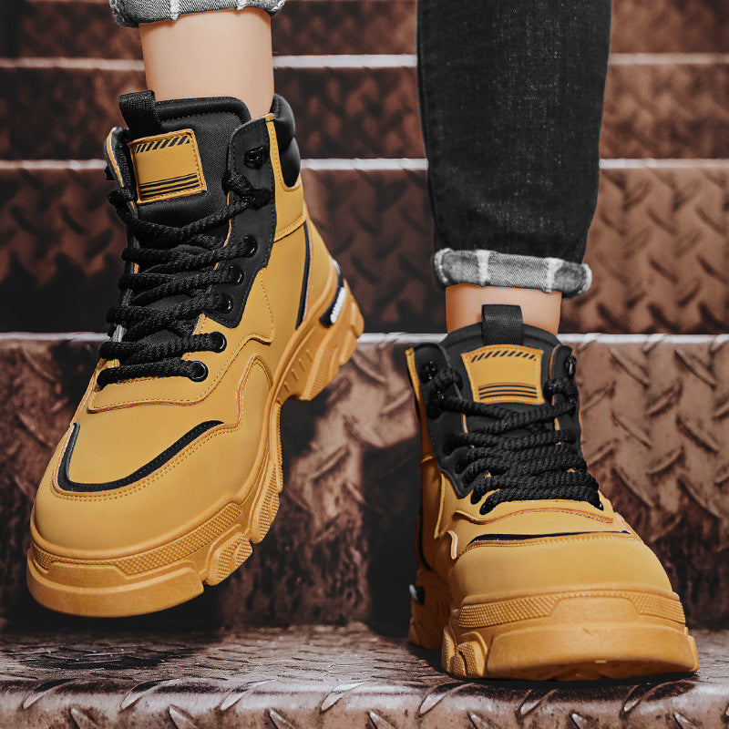Harajuku Style  Boots - Versatile Yellow Motorcycle Boots