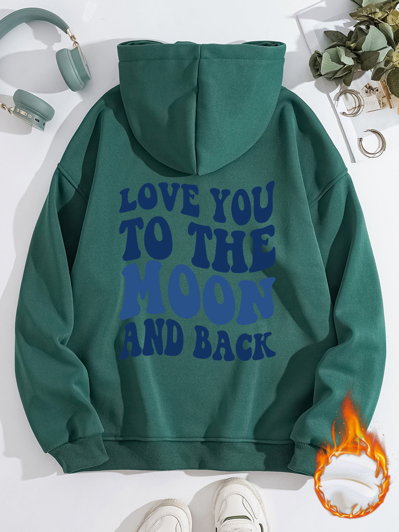 Hooded Long Sleeve Fleece Hoodie with Kangaroo Pocket