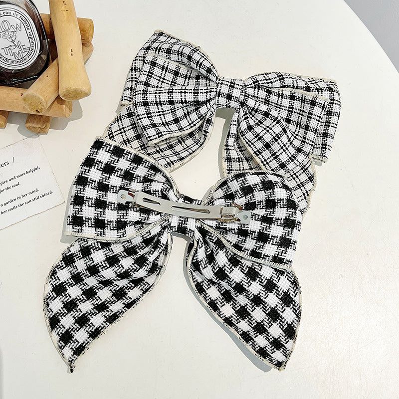 Thousand Bird Pattern Bowknot Girl Hair Clip with Duck Bill Design