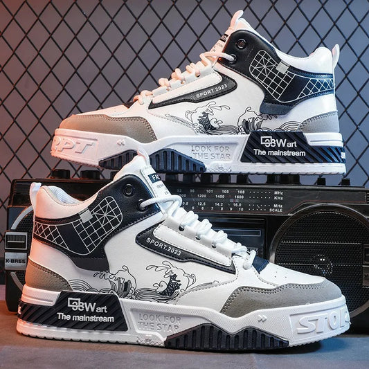 Height Increasing High-Top Whiteboard Shoes