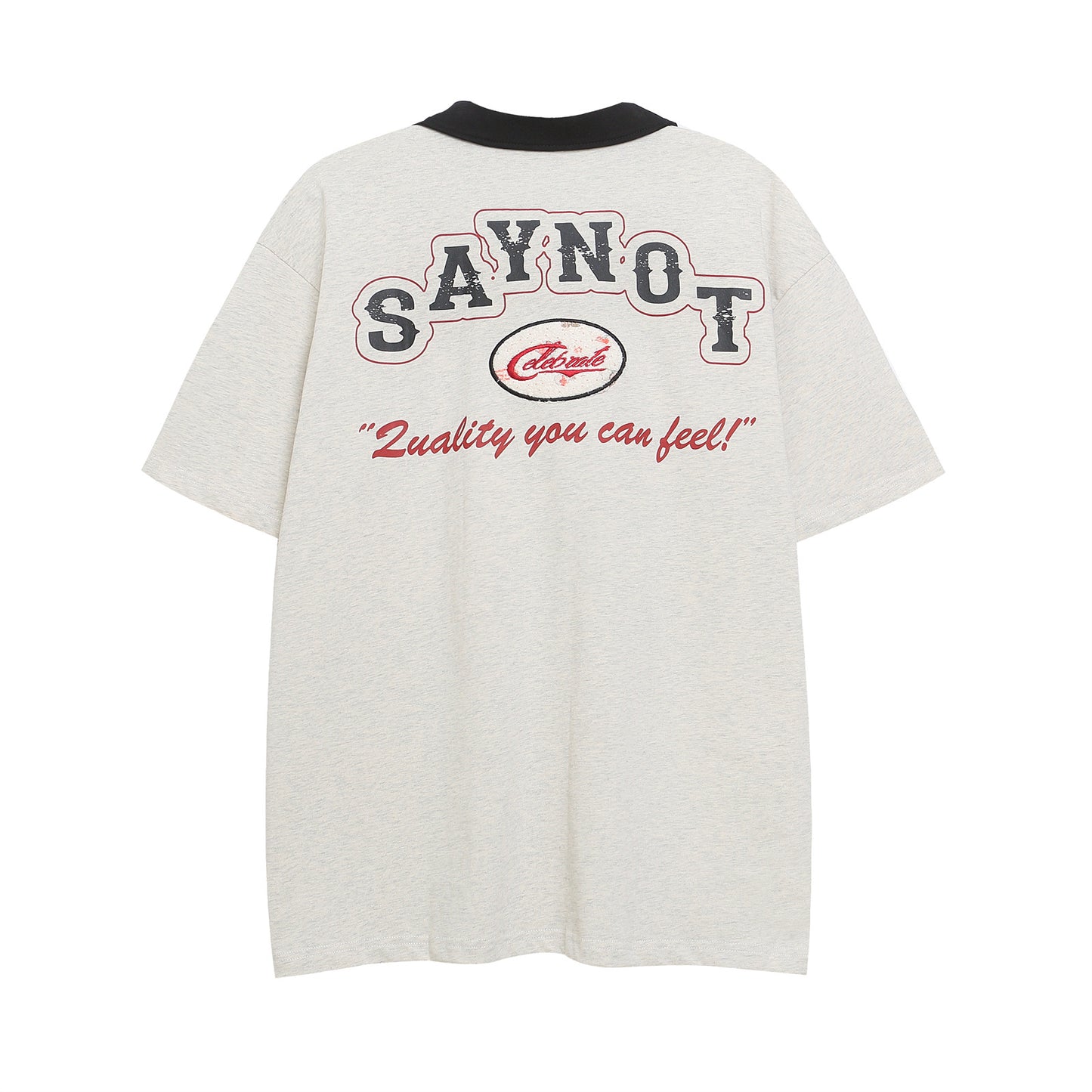 Retro Letter Embroidery Collar T-Shirt