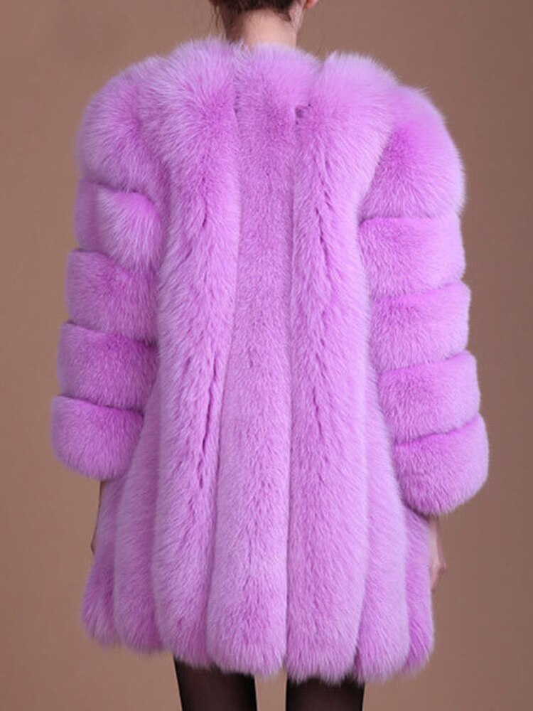 Playful Purple Pink Faux Fur Coat for Women