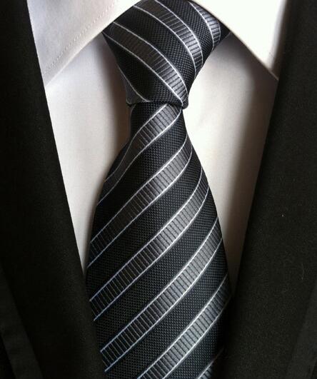 Classic Yellow & Navy Blue Striped Silk Tie