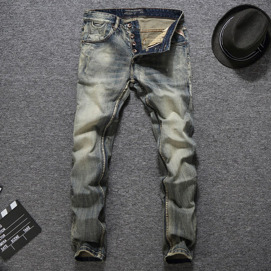 Vintage Italian Slim Fit Jeans - Harajuku Style