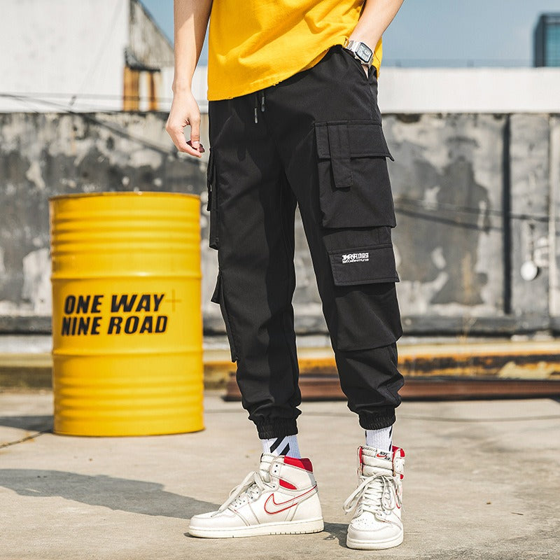 Trendy Harajuku Style Cropped Sports Pants for Men