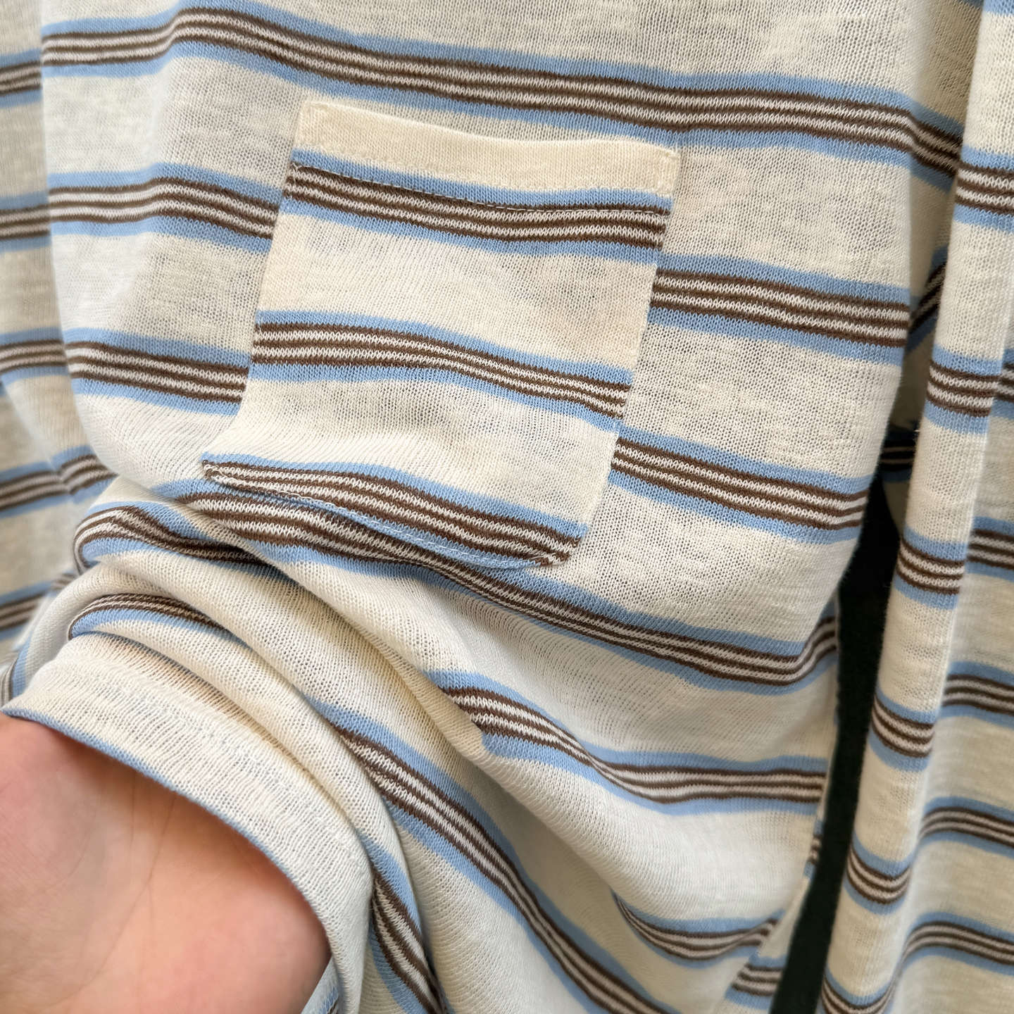Striped Long Sleeve T-Shirt with Pocket Design for Women