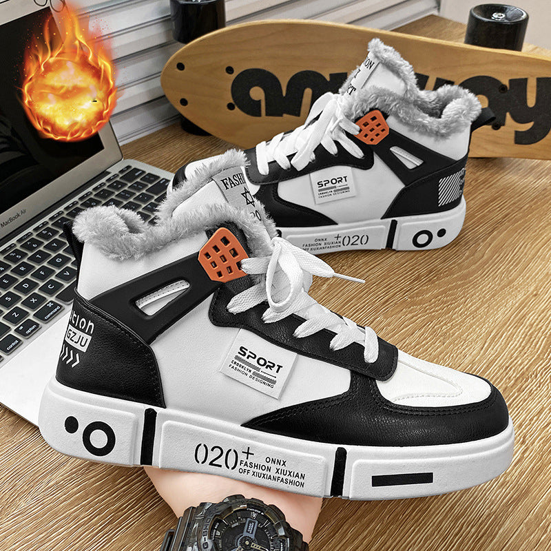 Warm Men's Shoes Waterproof Non-Slip Plush Sneakers for Men